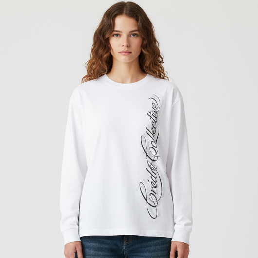 Vertical Signature Longsleeve | Pearl White