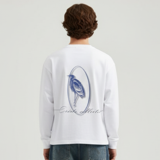 Heron Crest Longsleeve | Pearl White