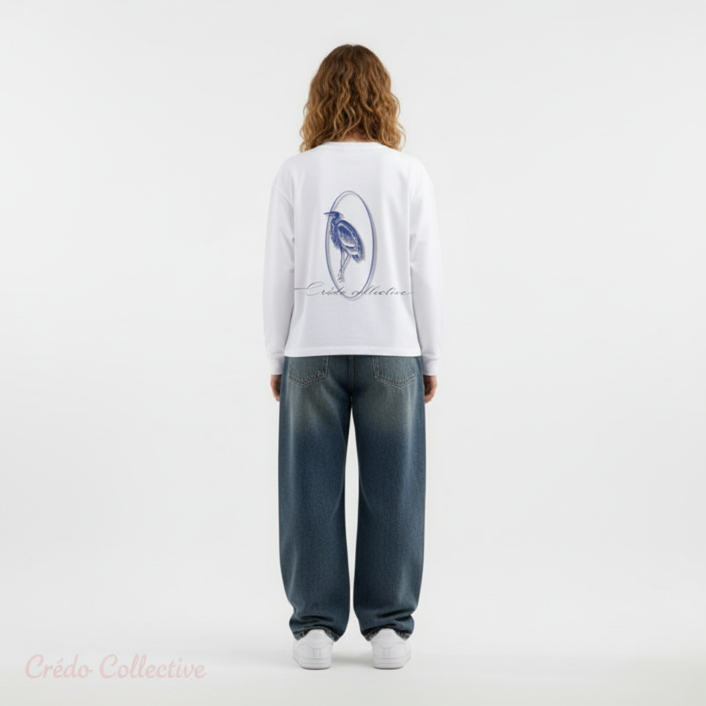 Heron Crest Longsleeve | Pearl White