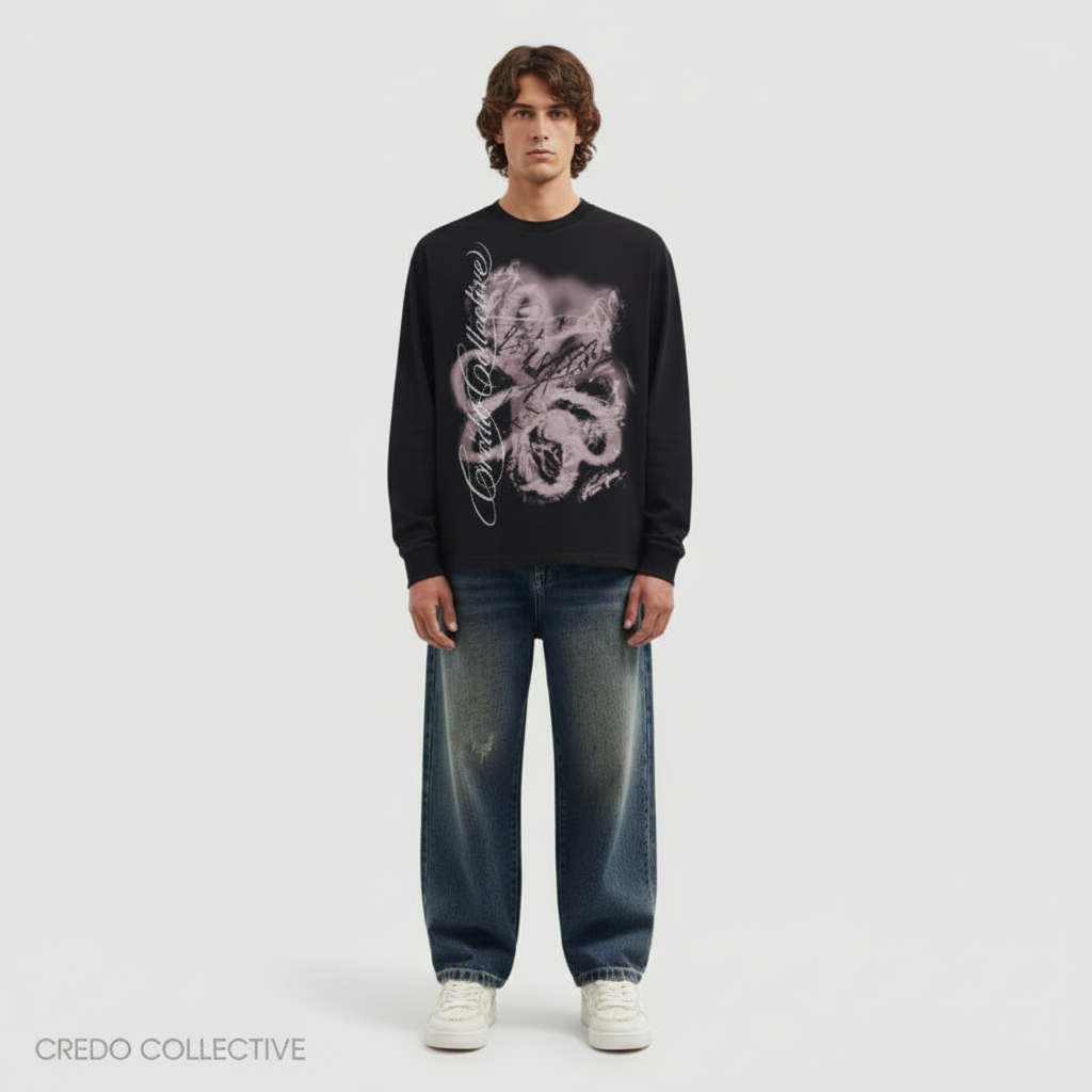 Fragmented Rosé Longsleeve | Midnight Black