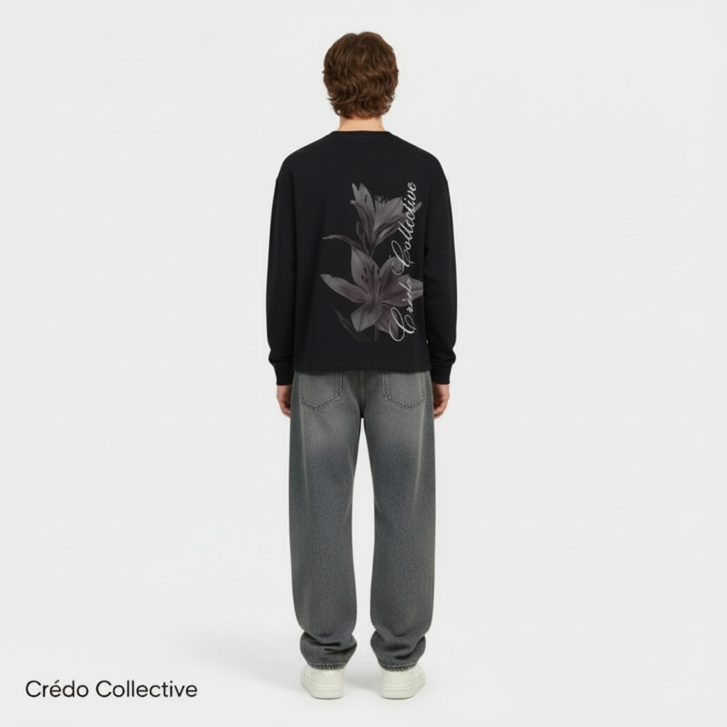 Floral Bloom Longsleeve | Midnight Black