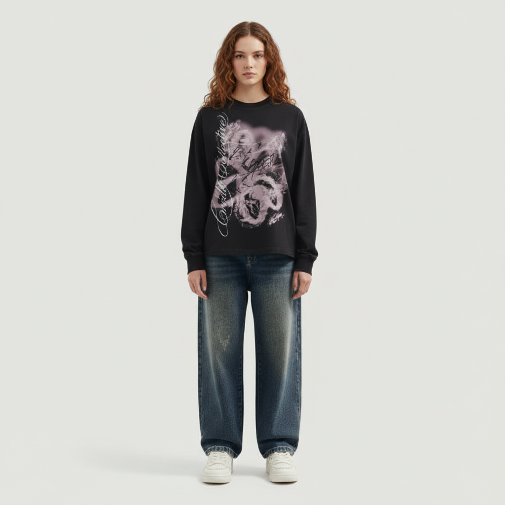 Fragmented Rosé Longsleeve | Midnight Black