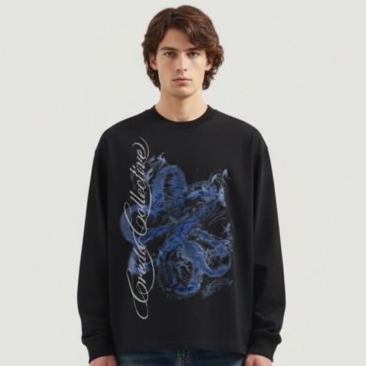 Fragmented Blue Longsleeve | Midnight Black