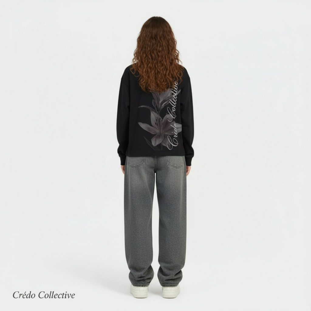 Floral Bloom Longsleeve | Midnight Black