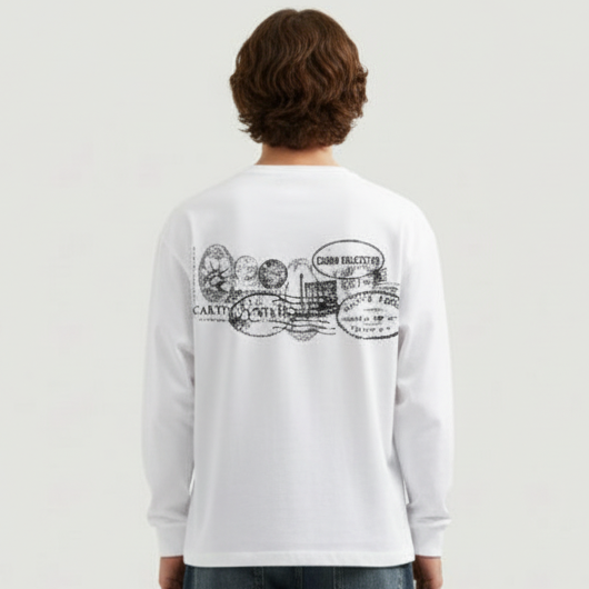 Travel Archive Longsleeve | Pearl White