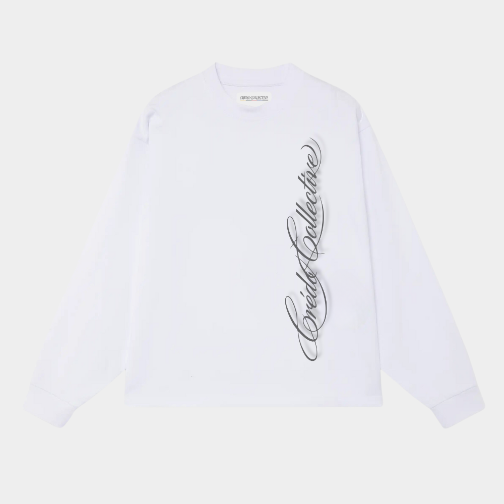 Vertical Signature Longsleeve | Pearl White