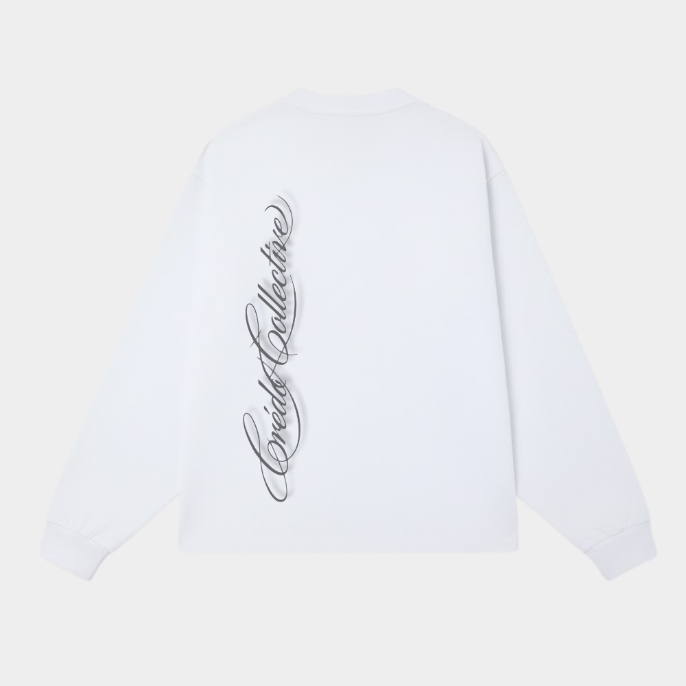 Vertical Signature Longsleeve | Pearl White