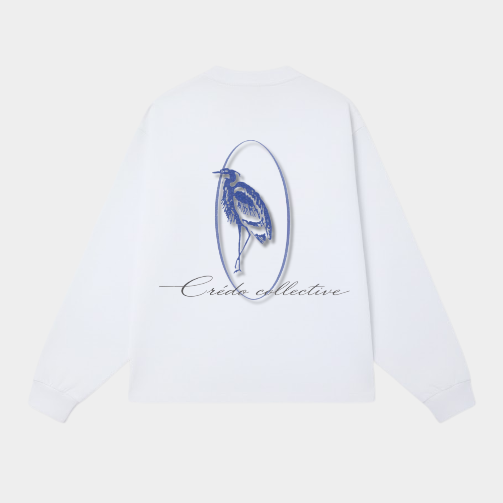 Heron Crest Longsleeve | Pearl White
