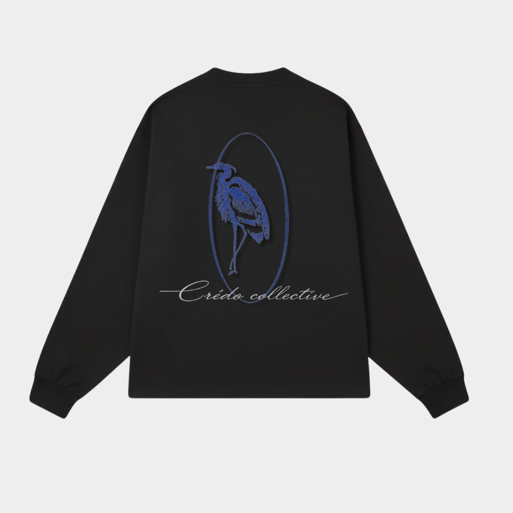 Heron Crest Longsleeve | Midnight Black