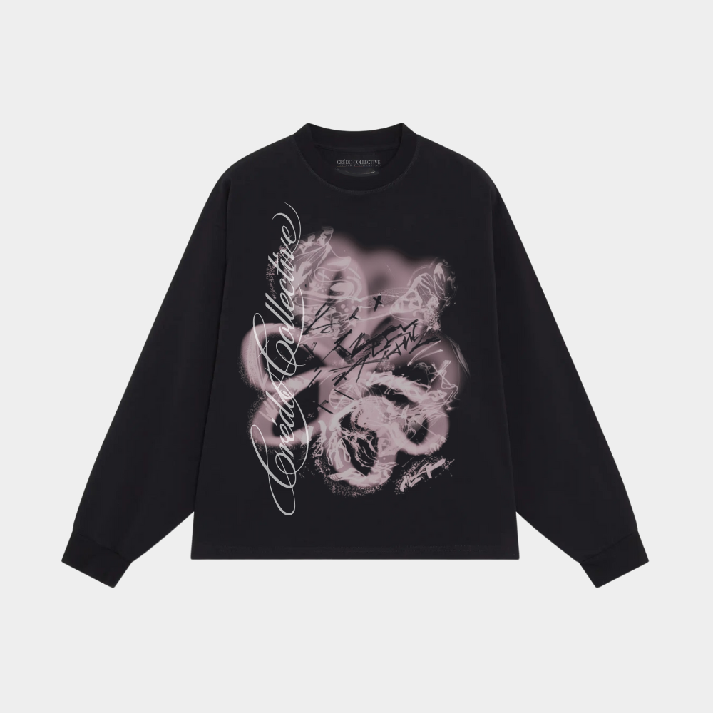 Fragmented Rosé Longsleeve | Midnight Black